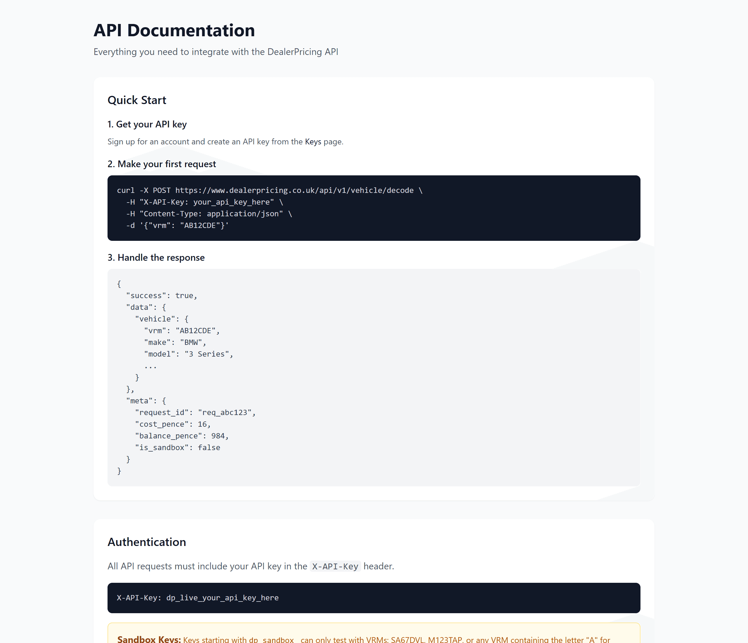 API documentation showing the valuation and market endpoints