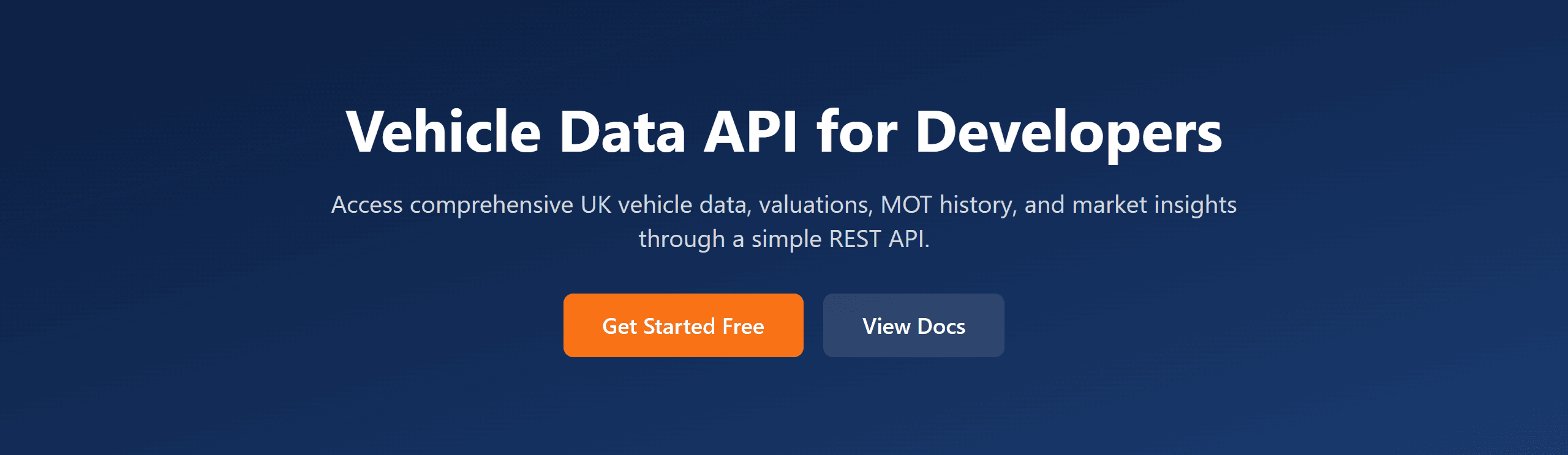The DealerPricing developer portal landing page with an example API request