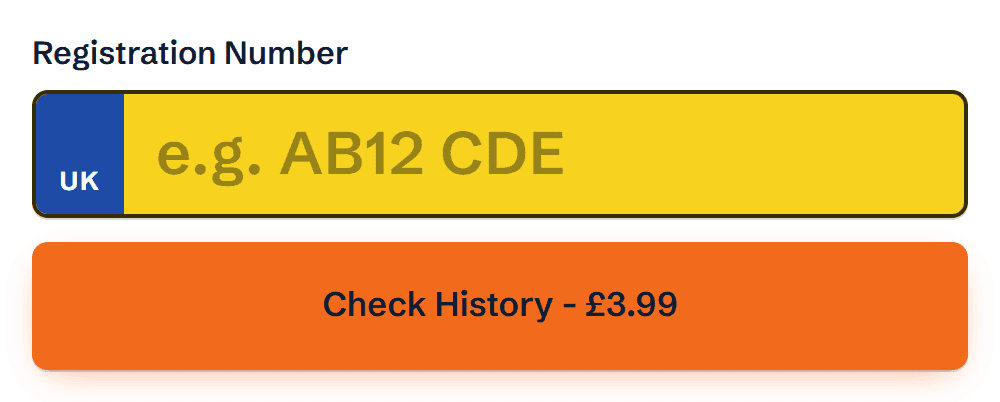 The vehicle history check form with the Check History button