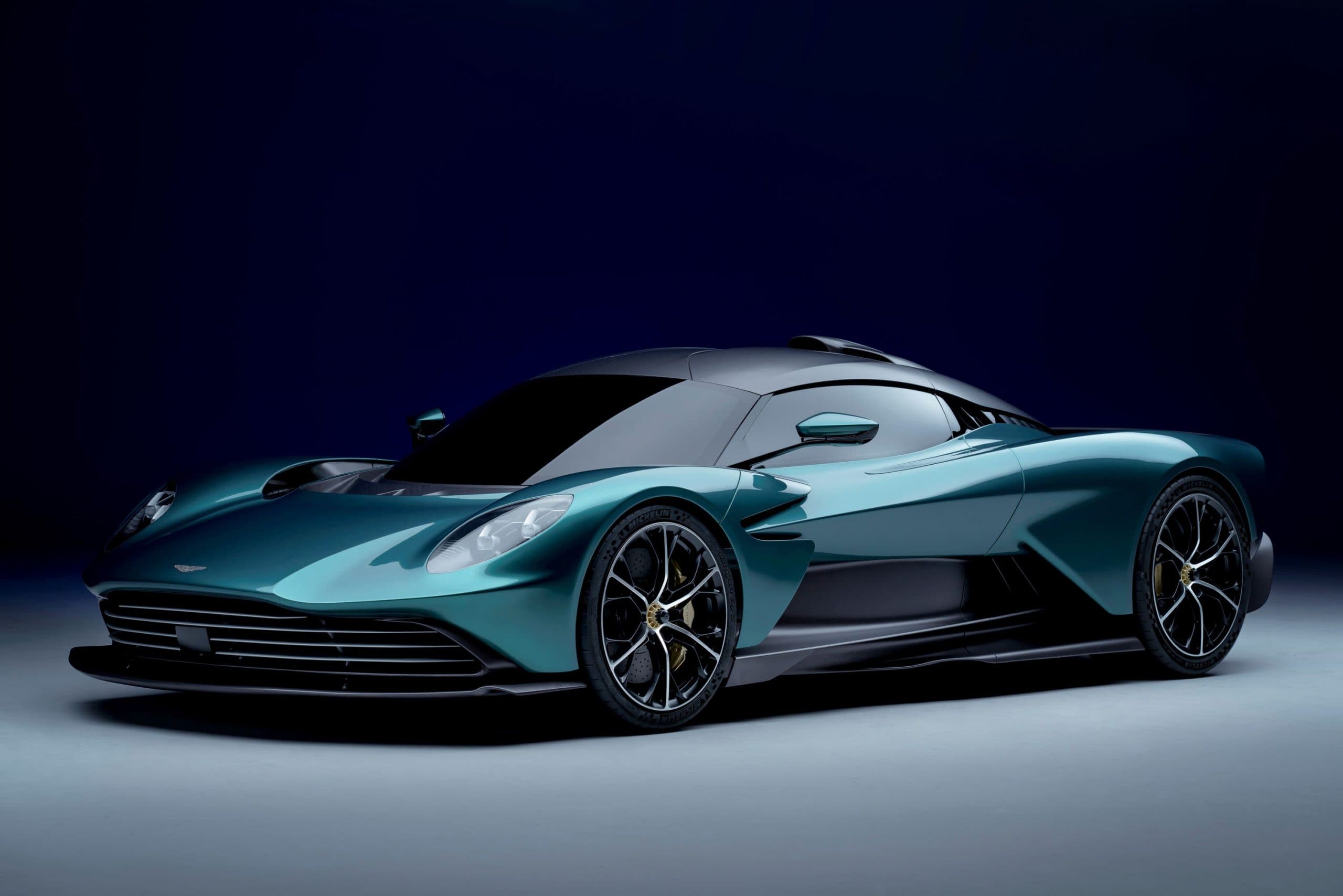 Aston Martin Valhalla supercar displayed at a motor show
