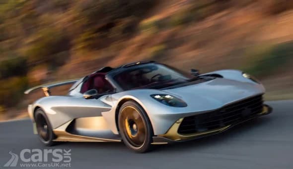 Aston Martin Valhalla Spider front view showcasing its sleek lines and roof in the closed position
