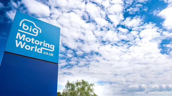 Exterior view of a Big Motoring World used car supermarket