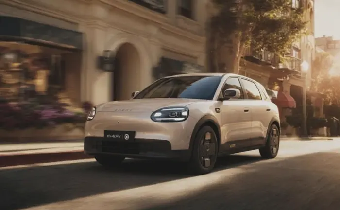 Chery Q electric car on display at launch event