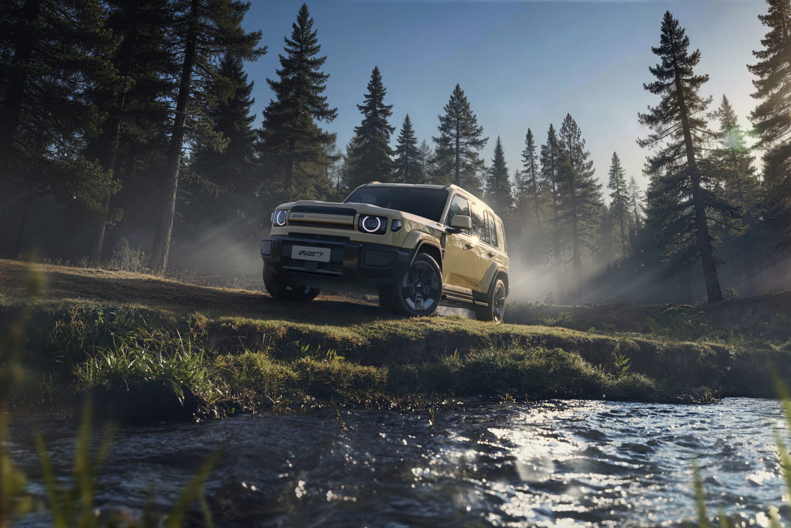 iCAUR V27 electric SUV concept with boxy design and pronounced wheel arches