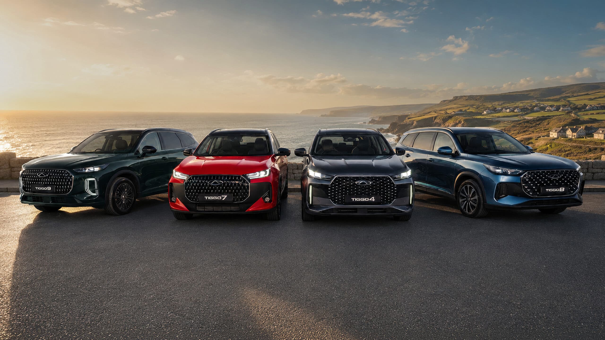 Chery Tiggo range displayed at a UK showroom
