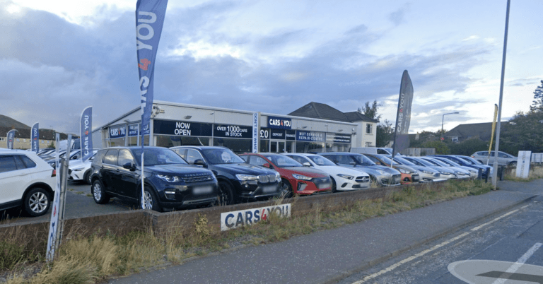 Cars4You showroom in Edinburgh displaying used vehicles