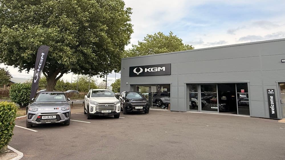 KGM Motors UK signage at the new Mertrux dealership in Derby