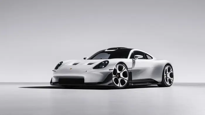 Porsche Mission S concept vehicle displayed at unveiling event