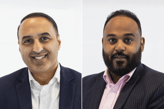 Steven Eagell Group executives Irfan Munir and Anwar Ahmed at a dealership briefing