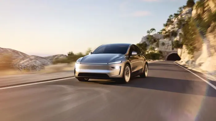 Tesla Model Y electric SUV on showroom floor