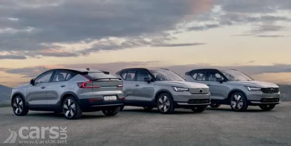 volvo xc40 ex40 ec40 group showing three models side by side with new exterior styling