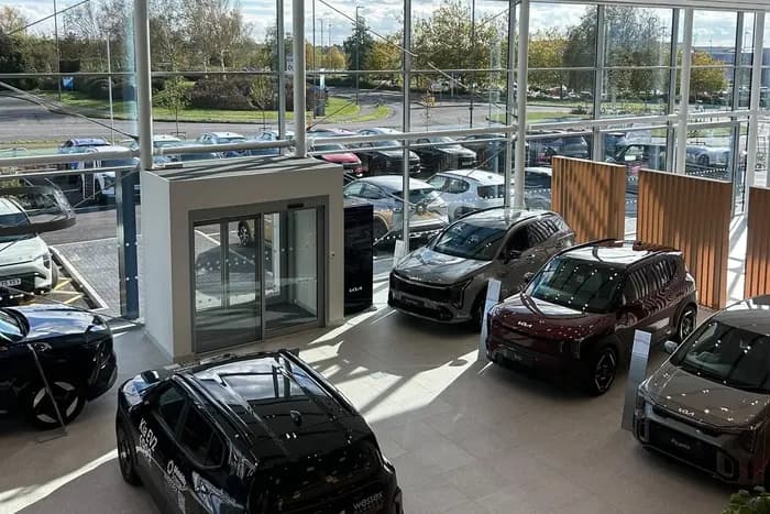 Exterior view of the new Kia dealership built by Wessex Garages at Cribbs Causeway